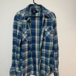 DOUBLE RL RALPH LAUREN RRL 100% COTTON FLANNEL SHIRT- MEN'S SIZE LARGE